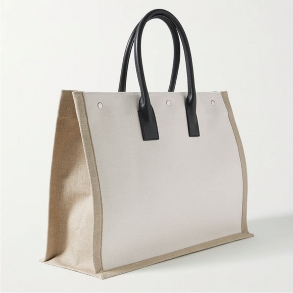 SAINT LAURENT Rive Gauche logo printed canvas large tote - Picture 2 of 5
